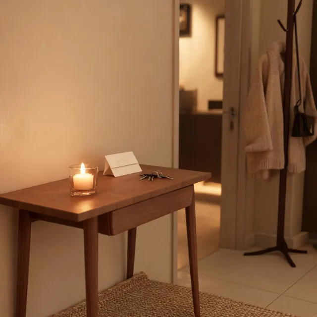 Gift candle on entry table