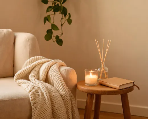 Wellness corner candle and diffuser