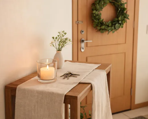 Homeowner entry table with candle